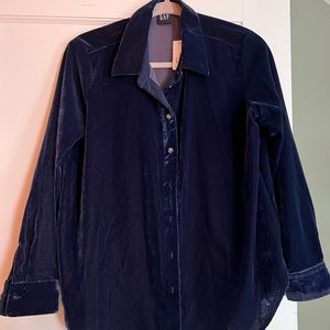 Gap Velvet Blue Button Down NWT